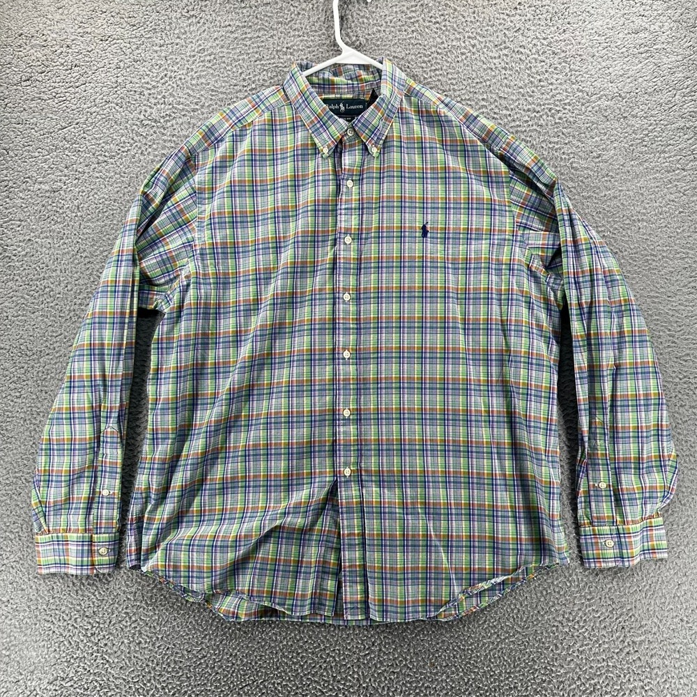 Polo Ralph Lauren Shirt Men XXL Classic Fit Plaid Button Down Multi Color Cotton - Picture 3 of 15
